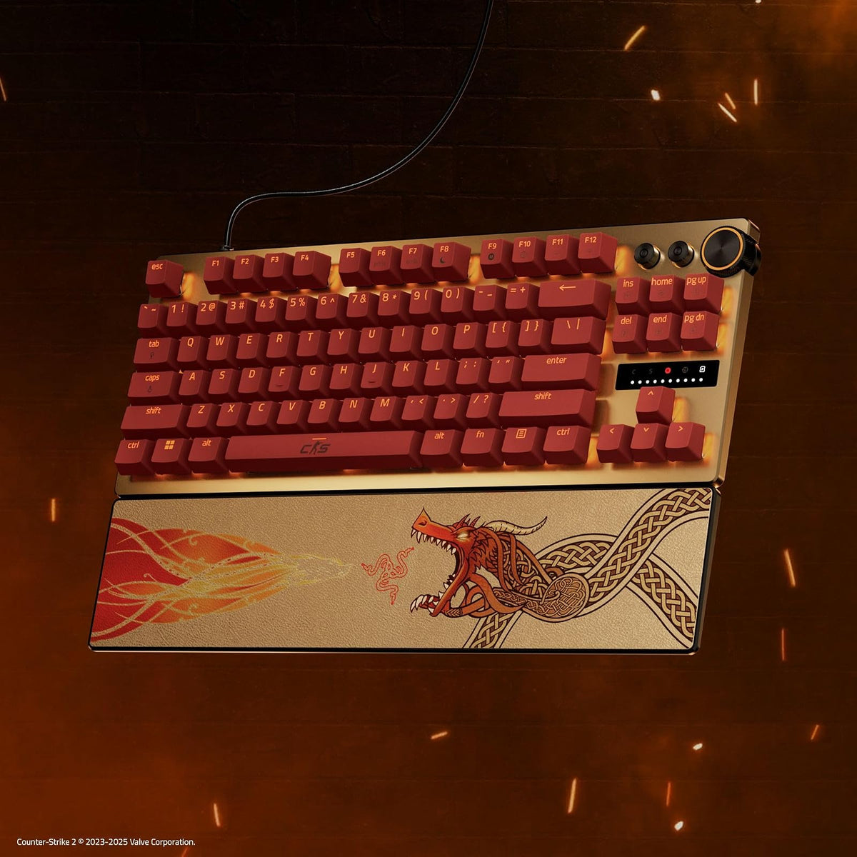 Razer Huntsman V3 Pro TKL Esports Gaming Keyboard: Analog Optical Switches Snap Tap - Rapid Trigger - Adjustable Actuation - Media Keys & Dial - PBT Keycaps - Counter-Strike 2 Edition