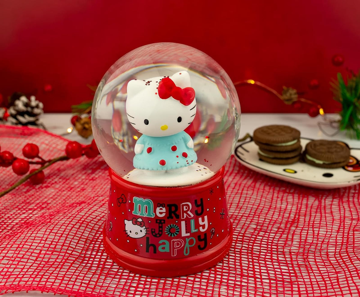Silver Buffalo Globo de Nieve Sanrio Hello Kitty │Merry Jolly Happy Christmas│5.5 Pulgadas de Alto, 100 mm (Stardard)