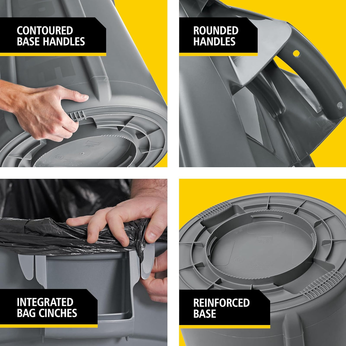 Rubbermaid Commercial Products BRUTE® – Contenedor para Recolección de Residuos con Manijas Ergonómicas, Bote que no se Decolora, Deforma ni Agrieta, Capacidad de 121 L, Rojo FG263200RED