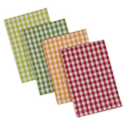 DII Colección de toallas de cocina resistentes de larga duración, juego de paños de cocina de algodón, 13 x 13 pulgadas, parche de guisante a cuadros, 4 piezas