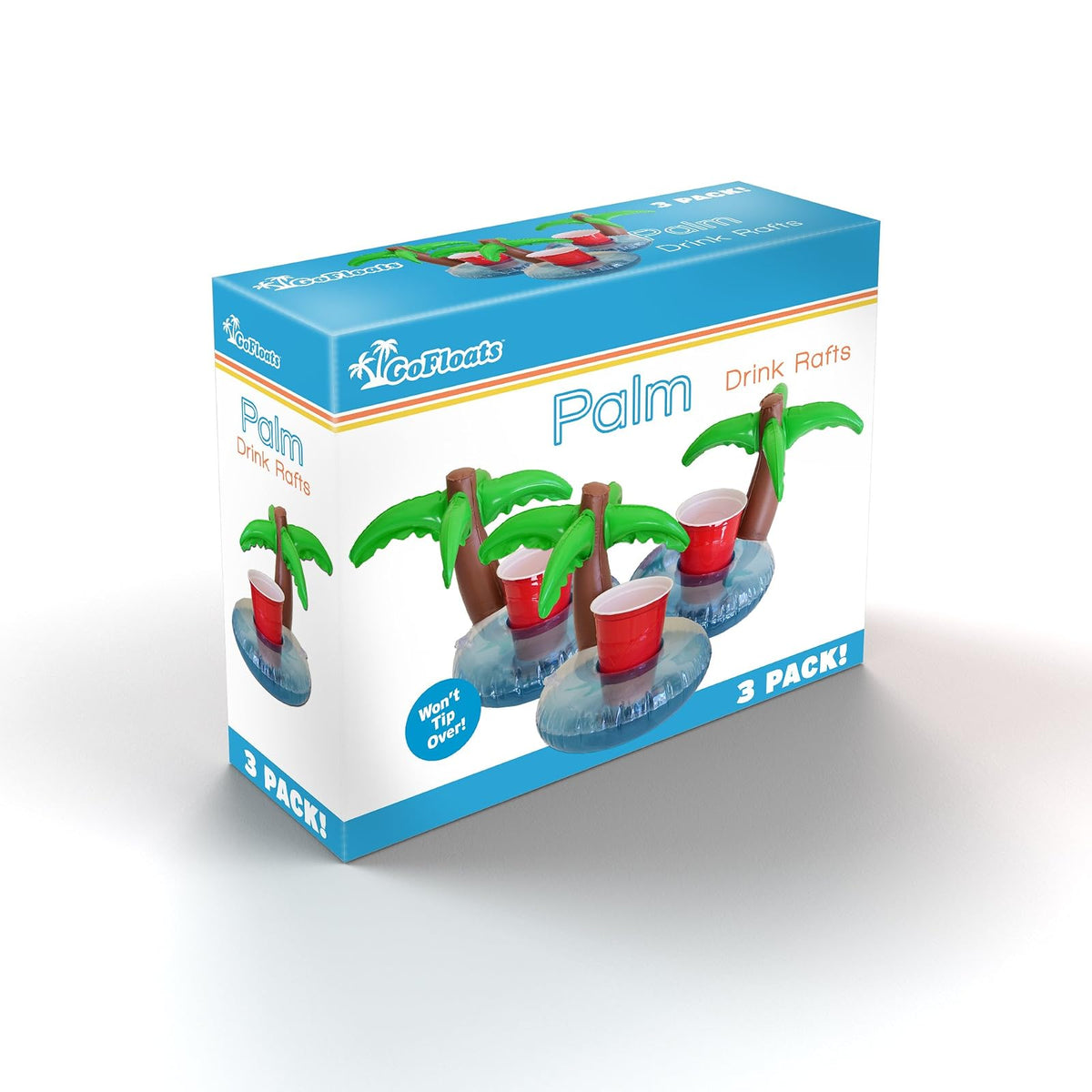 GoFloats - Portabebidas inflables para Piscina y Tina de hidromasaje (3 Unidades) (Elija – Unicornio, Flamenco, Palmera y más)