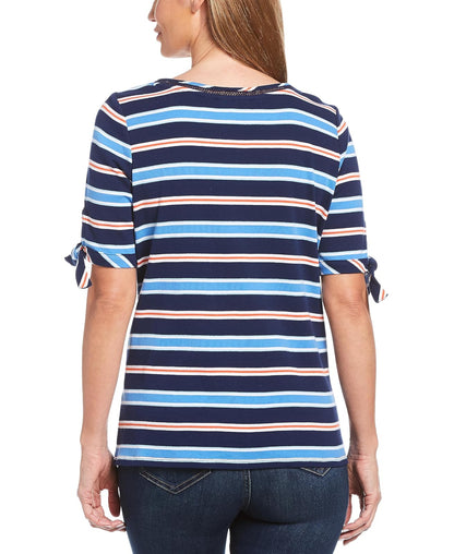 Rafaella Elbow SL Multi Stripe tee Camisa para Mujer