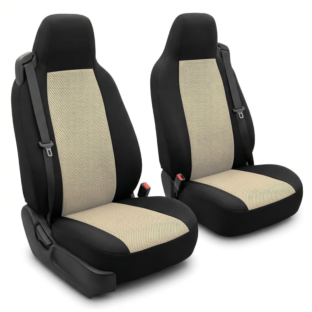 FH Group Fundas de Asiento Alto Compatibles con Cinturón Integrado Set de 2 - Beige