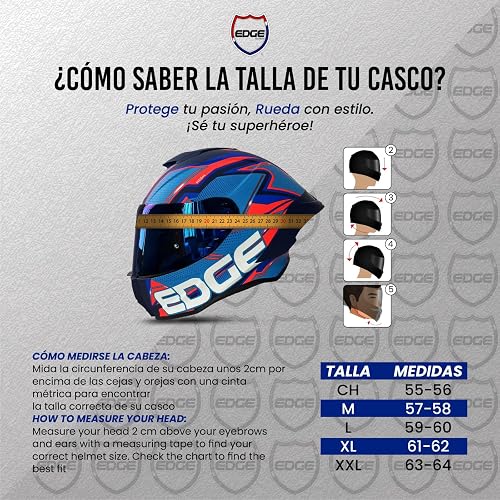 Casco Motocicleta Marca Edge - para Moto Integral Boston - Casos para Motos Certificados con Visor Doble ANTIVAHO - Accesorios para Moto, Motocicleta Mujer y Hombre