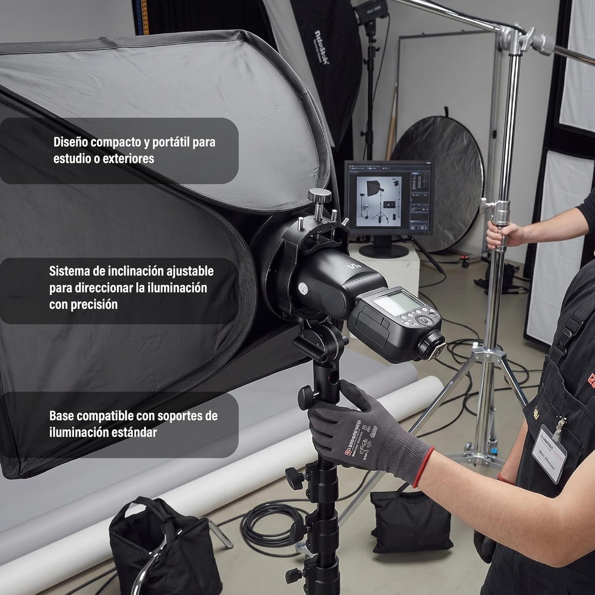 Godox Soporte para Flash S-Type S2 con Montura Bowens, Adaptador Ajustable para Speedlite, Softbox, Reflector, Snoot y Paraguas, Compatible con Flash de Cámara y AD400Pro