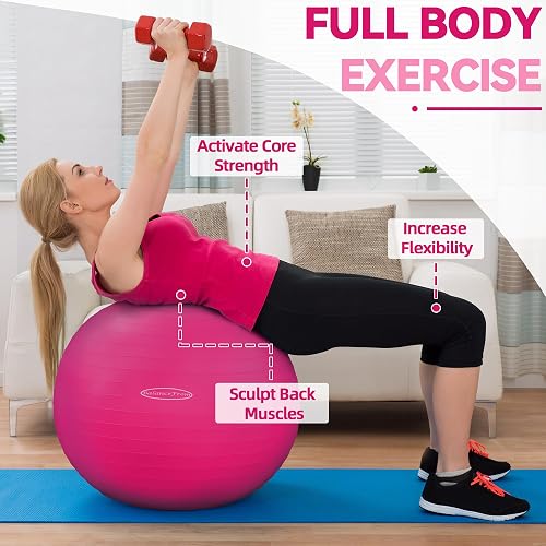 BalanceFrom - Pelota de Ejercicio antigolpes y Antideslizante, Pelota de Yoga, con Bomba rápida, Capacidad de 907.18 kg, antiexplosión y Pelota para Parto