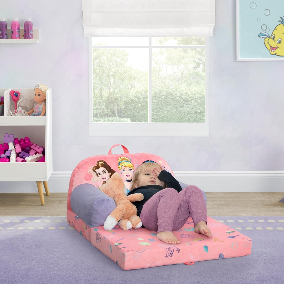 Delta Children - Disney Princess Cozee Buddy - Silla abatible para niños, Color Rosa