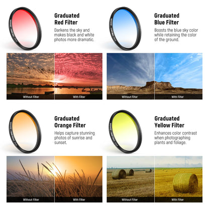 NEEWER Juego de 7 67mm Filtros ND, Compatible con Android Samsung Google Pixel Huawei Xiaomi Clip On CPL+ ND32 + Starlight + GND(Rojo/Naranja/Amarillo/Azul), Kit Accesorios Foto Lentes Cámara, FL-P11