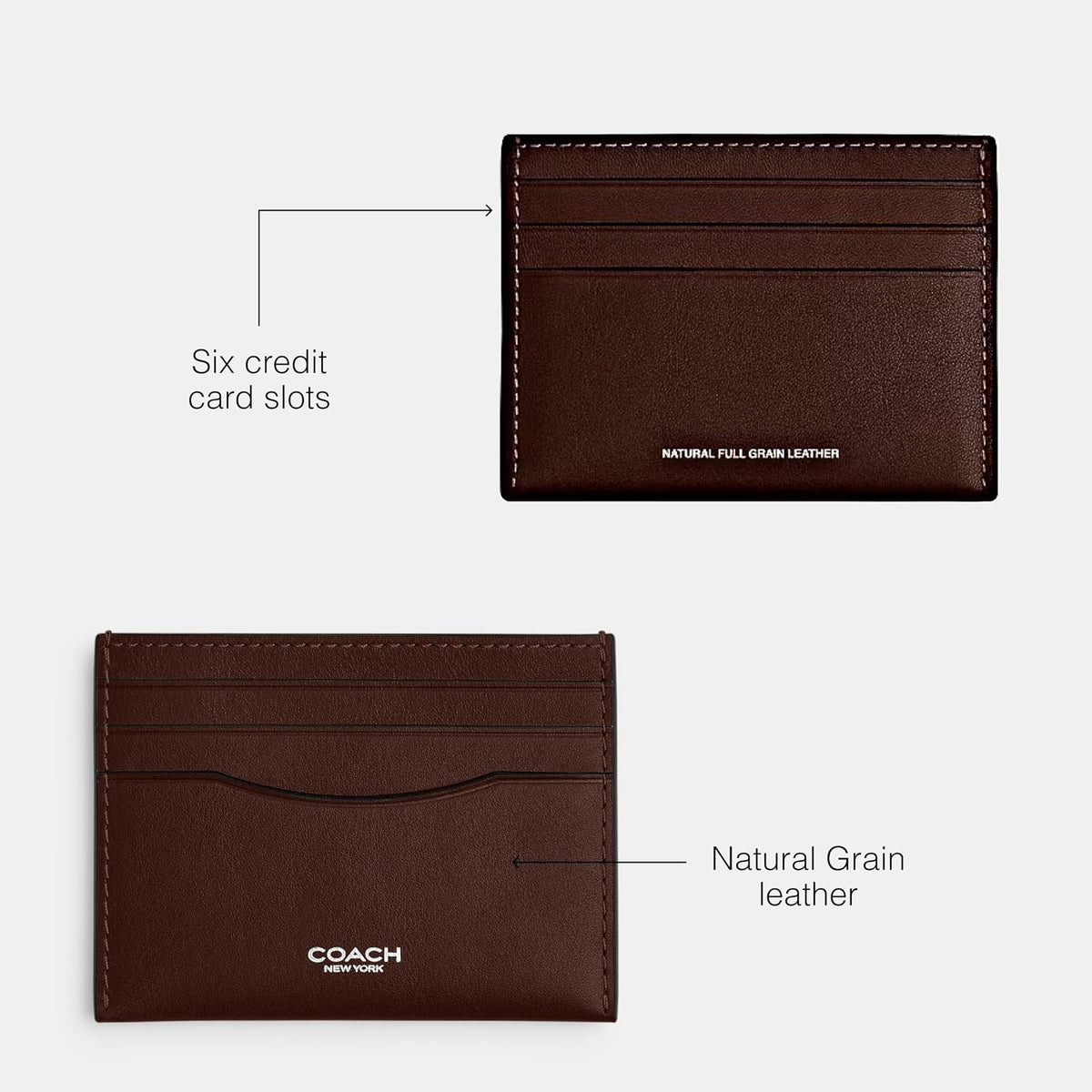 Coach - Estuche plano para tarjetas, carbón/arándano