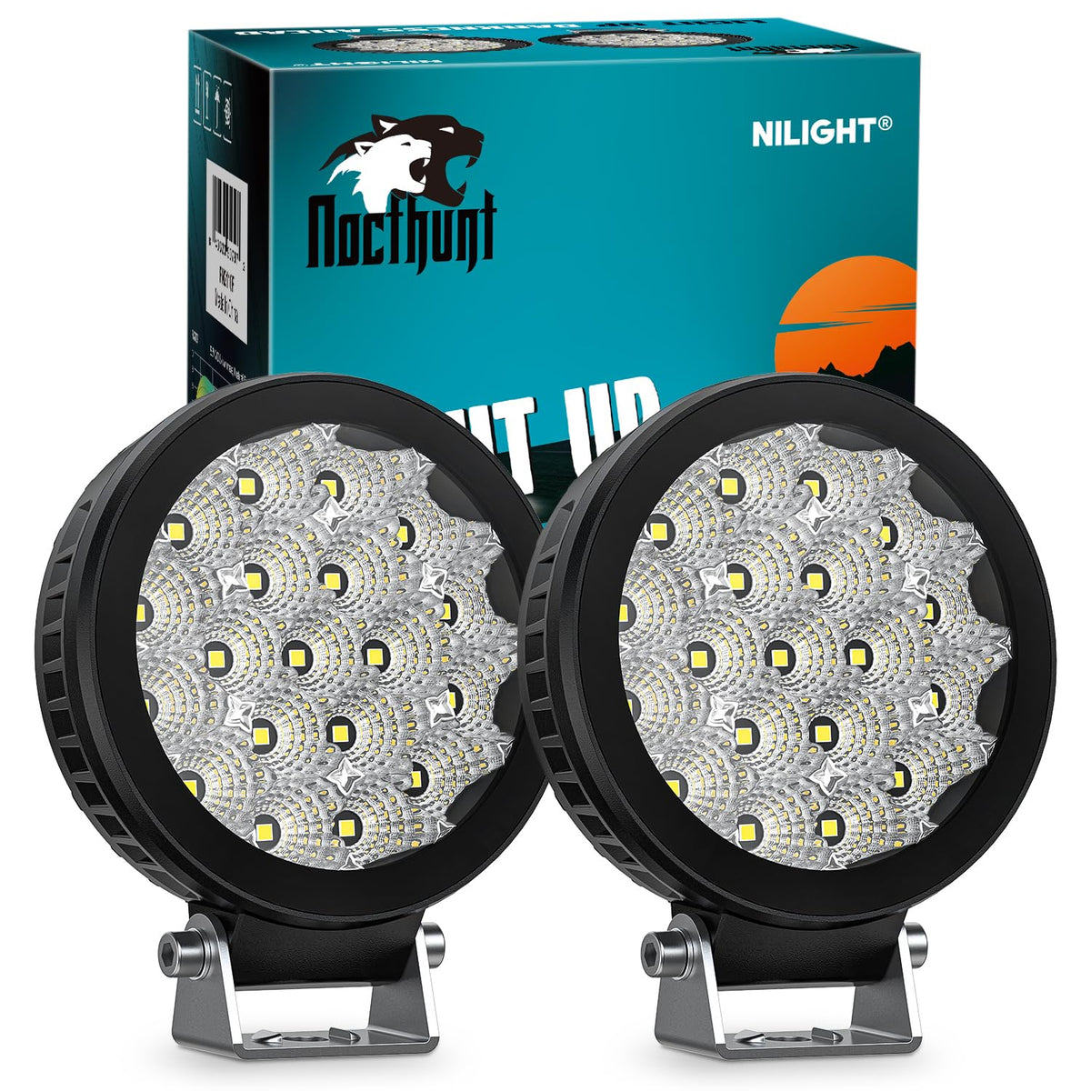 Nilight - 2 bombillas LED de 19 LED superdelgadas de 4 pulgadas | Luces de zanja laterales de trabajo todoterreno redondas EMC integradas para tractores, camiones, motos, barcos, ATV