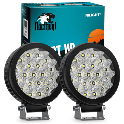 Nilight - 2 bombillas LED de 19 LED superdelgadas de 4 pulgadas | Luces de zanja laterales de trabajo todoterreno redondas EMC integradas para tractores, camiones, motos, barcos, ATV