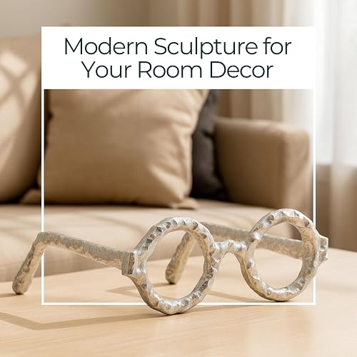 Sagebrook Home Abstract Round Glasses Aluminum Sculpture Decoration, Room or Office Decor, Black