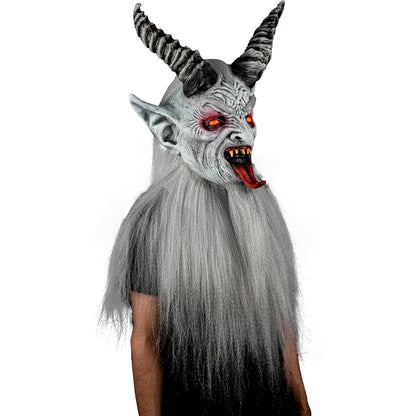 Ghoulish Productions Máscara De Látex Winter Krampen, Accesorio Cosplay Demonio de la Navidad, Disfraz Aterrador para Halloween y Fiestas Temáticas, Cosplay Monstruos Mitológicos, Diseño Artesanal