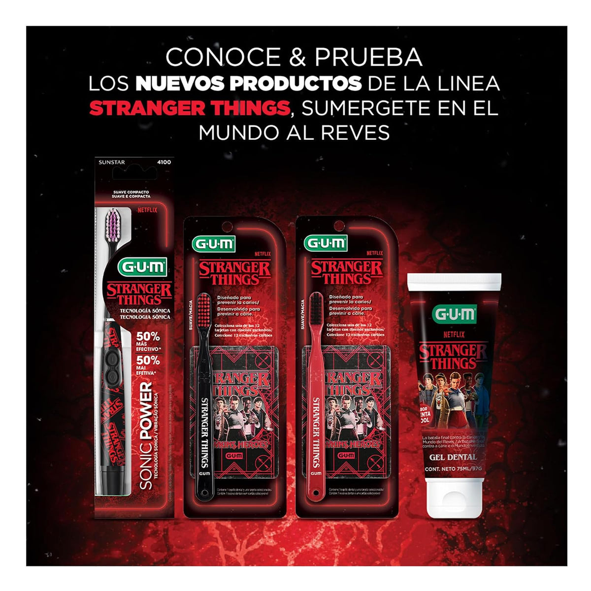 GUM® - CEPILLO SÓNICO STRANGER THINGS