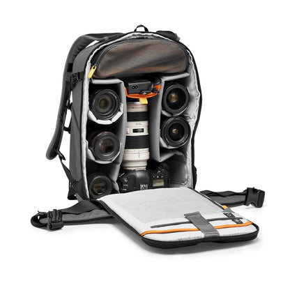 Lowepro Flipside BP 400 AW III Mochila para Cámara Réflex y sin Espejo con Acceso Lateral y Trasero, Divisores Ajustables, Compatible con Sony Alpha 7, Ideal para Viajes y Exteriores, Color Negro