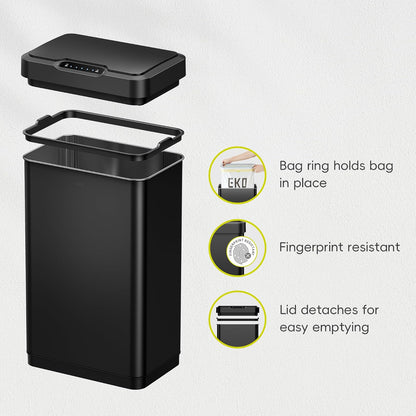 EKO Mirage-T Bote de Basura para Cocina 50 L con Sensor Negro Mate