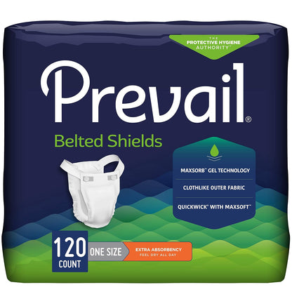 Prevail Extra Absorbency Incontinence Belted Shields, 30-Count, Pack of 4
