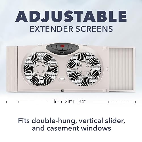 Jarden Bionaire Ventilador de Ventana Delgado con Controles manuales (BWF0502M-WM), Blanco, 2 Blades, 1