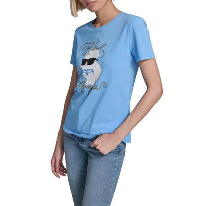 Karl Lagerfeld - Playera de Manga Corta con Cuello Redondo para Mujer