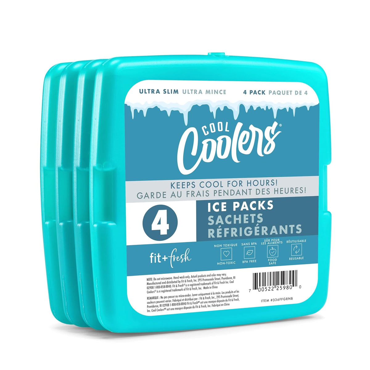Fit & Fresh Cool Coolers - Bolsas de Hielo Delgadas y Reutilizables para Bolsas de Almuerzo, Bolsas de Playa, enfriadores y más, Varios tamaños y Colores