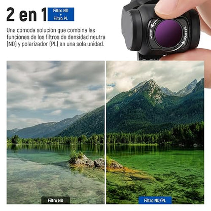 NEEWER Juego Filtro Magnético ND Compatible con dji Osmo Pocket 3 / Pocket 4 / Xtra Muse,CPL ND (8/16/32/64/128/256/1000) ND8/PL ND16/PL ND32/PL ND64/PL LPR Difusión Negra 1/4