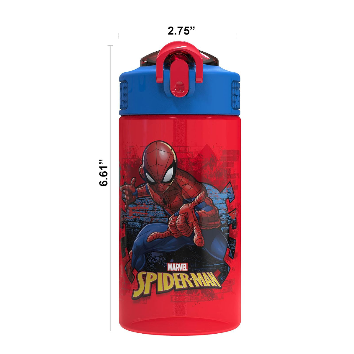 Zak Designs Marvel Comics - Recipiente de sándwich reutilizable, diseño de Spider-Man, Botella de agua, Hombre araña, 16 onzas, 1