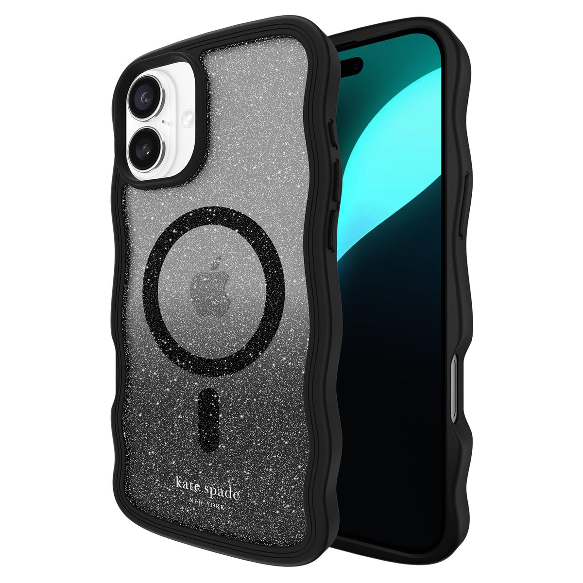 Kate Spade New York Funda con Purpurina para iPhone 16 Plus - Ondulado Nightfall