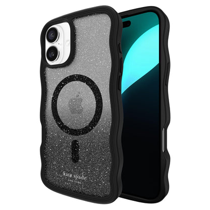 Kate Spade New York Funda con Purpurina para iPhone 16 Plus - Ondulado Nightfall