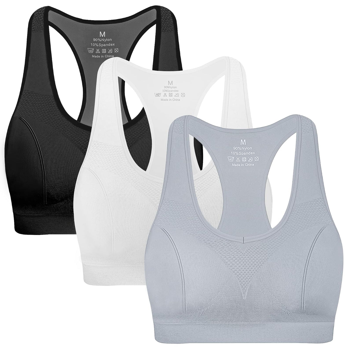 MIRITY Brasier Deportivo de Alto Impacto con Espalda Cruzada - M - Black Lightgrey White