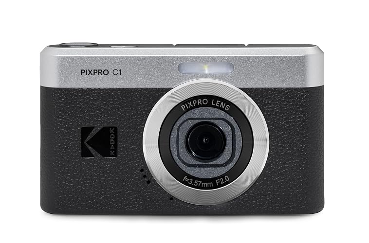 Kodak PIXPRO C1 - Cámara Digital con Zoom Compatible con 13 MP, Punto Compacto y Disparo con visualización LCD abatible de 2.8 Pulgadas y 180°, diseño Retro clásico con Zoom 4X y Video Full HD 1080P