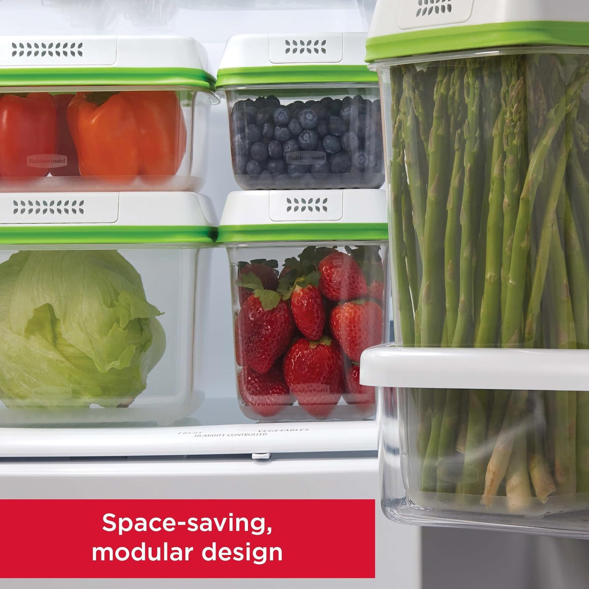 Rubbermaid FreshWorks Produce Saver, contenedores de almacenamiento medianos y grandes, juego de 8 piezas, transparente