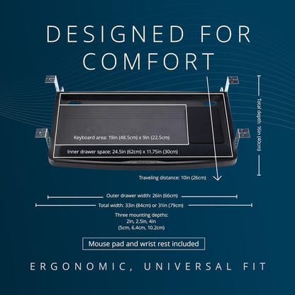 Kensington K60004US Cajón para Teclado cómodo para Debajo del computadora con Sistema SmartFit