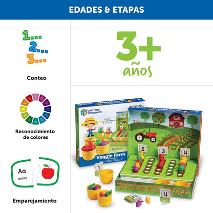 Learning Resources Veggie Farm Sorting Set, Hortaliza para Niños, Juguetes de Vegetales, 41 Piezas, Edades 3+