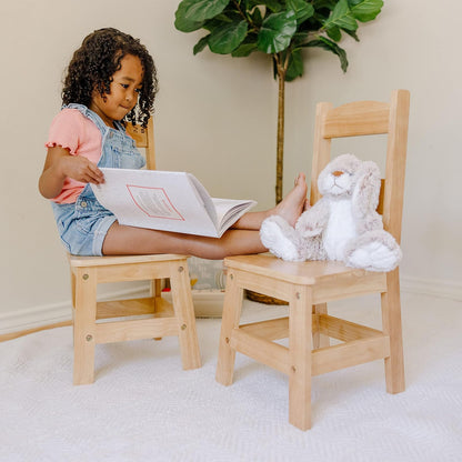 Melissa & Doug Sillas de Madera Sólida, Sillas para Niños, Muebles de un Ligero Acabado para la Habitación de Juegos, Construcción Duradera, 2 Sillas
