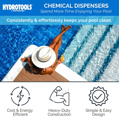 Swimline HYDROTOOLS Dispensador Flotante de Cloro para Piscinas sobre el Piso y en el Piso, | Alimentación Solar LED con iluminación Colorida decoración de Piscina | Pestañas flotantes de