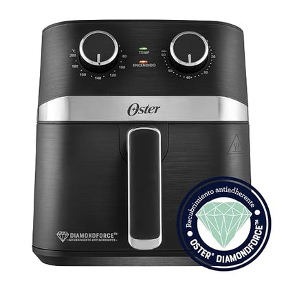 Oster® Freidora de Aire Manual, Recubrimiento Oster® DiamondForce, 4L de Capacidad, con Controles de Tiempo y Temperatura