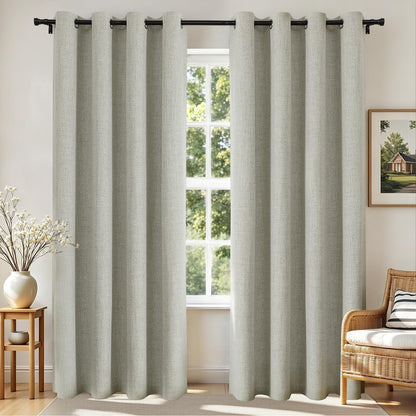 Joydeco Cortinas Opacas de Lino Sintético, 2 Paneles - Beige Claro - 132An x 160Al cm (1 Paneles)