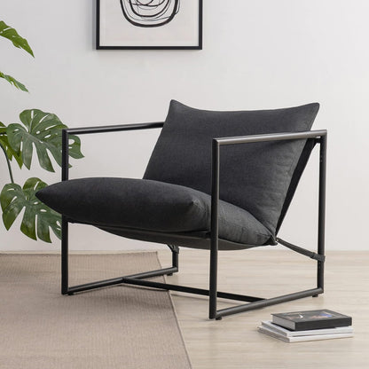 ZINUS Aidan Sling Accent Sillón con Marco de Metal con amortiguación de Espuma triturada, Gris Oscuro