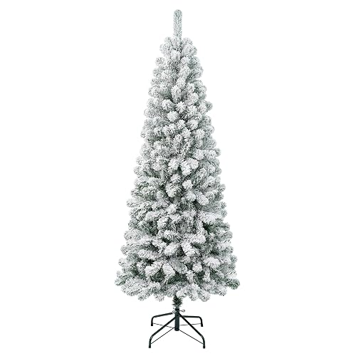 National Tree Company First Traditions - Árbol de Navidad Flocado de Acacia Mediano, 6 pies