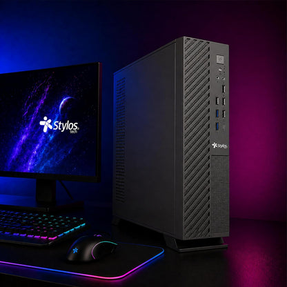 Gabinete Slim Mince ITX Negro con Fuente de Poder 500W Stylos Tech