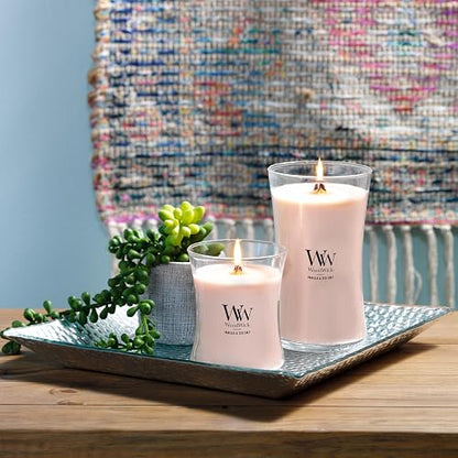 Woodwick - Vela perfumada de reloj de arena mediano con Pluswick Innovation, vainilla y sal marina