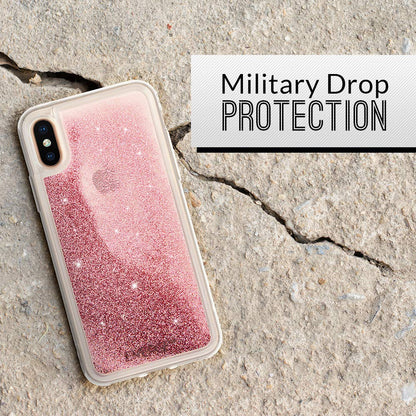 Emerge - Carcasa para iPhone con Purpurina, diseño de Globo de Nieve, Color Rosa, iPhone XS/X, Rosado