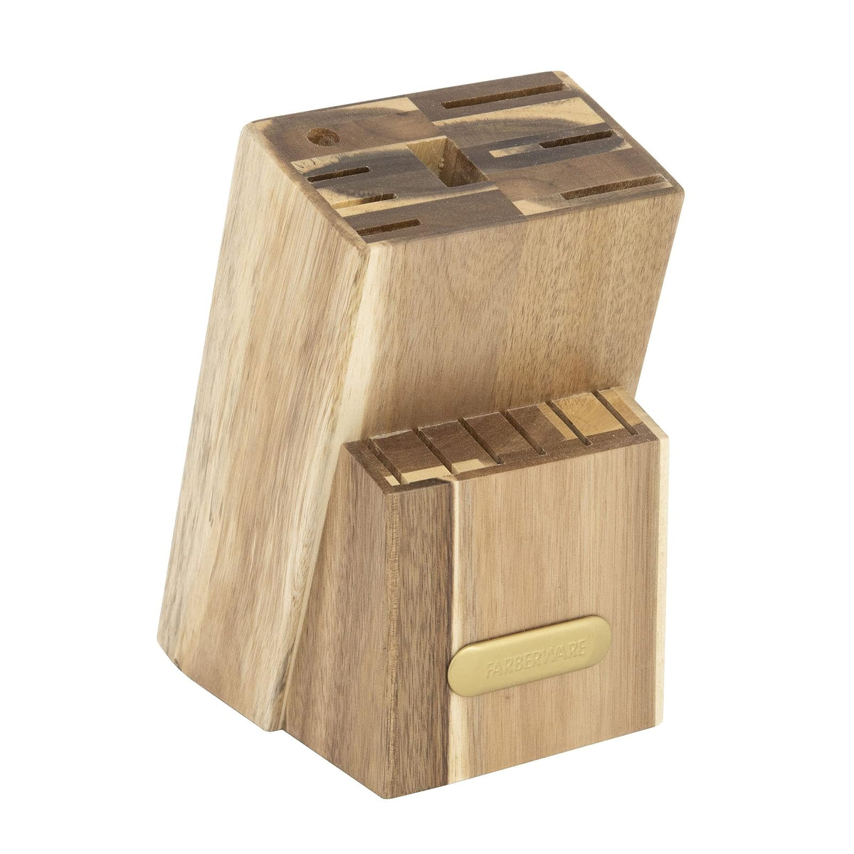 Farberware Juego de 15 cuchillos de acacia triple remachado, cuchillos de cocina de acero inoxidable de alto carbono con asas ergonómicas, juego de cuchillos afilados, rosa y dorado