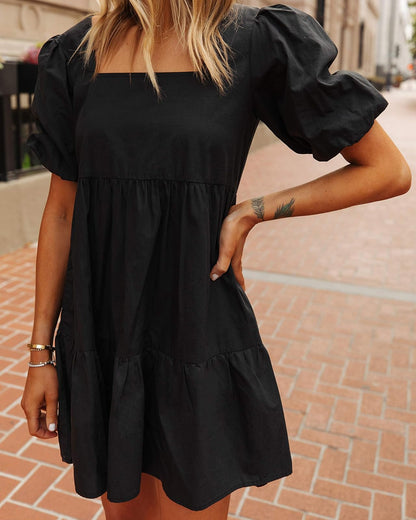 The Drop Minivestido para Mujer, con Mangas Abullonadas, Negro, por @fashion_jackson