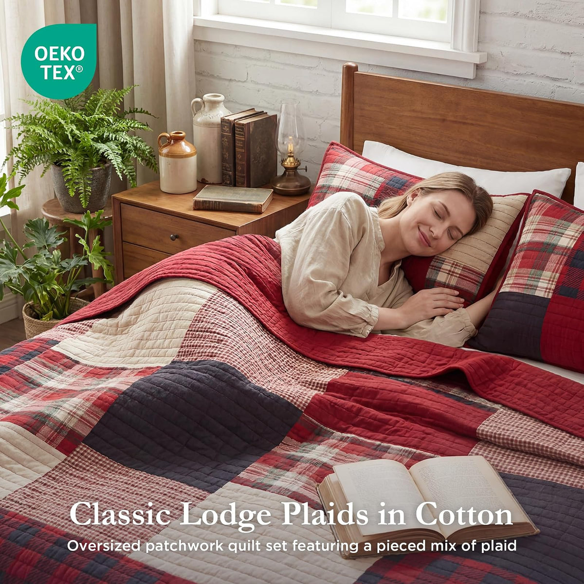 Woolrich WR14-1730 Coverlet Mini Set, Red | Rojo, Oversized Full/Queen, Incluye 1 colcha y 2 fundas, Reversible