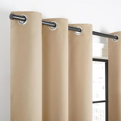 Eclipse Andover - Cortinas Opacas térmicas con Ojales para recámara (2 Paneles), 42 x 84 Pulgadas, Color Beige