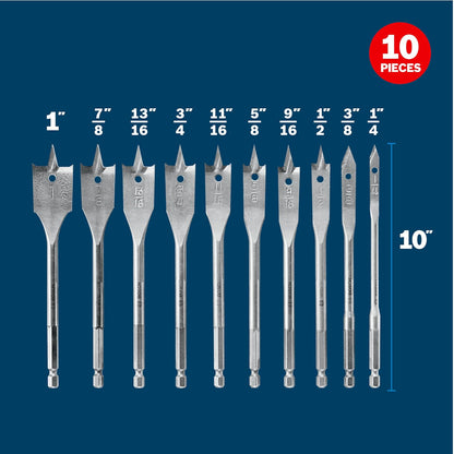 Bosch SB0010 10 pc. Chisel-Point Spade Bit Set