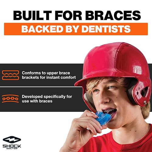Shock Doctor Protector bucal de Doble Soporte Protector bucal Superior e Inferior Protector bucal sin hervir/Ajuste instantáneo. para jóvenes, Adolescentes, niños y Adultos. Pieza bucal OSFA