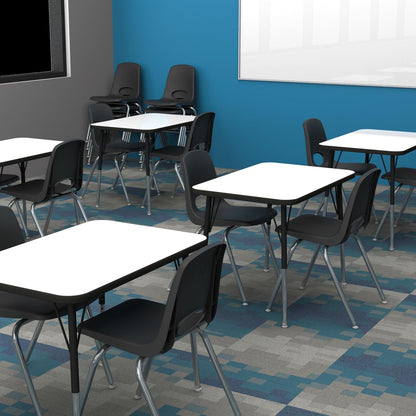 FDP 10384-BK - Silla escolar de 18 pulgadas, asiento apilable para estudiantes con patas de acero chapado en cromo y deslizadores giratorios de nylon; para aprendizaje en casa, aula u oficina, color