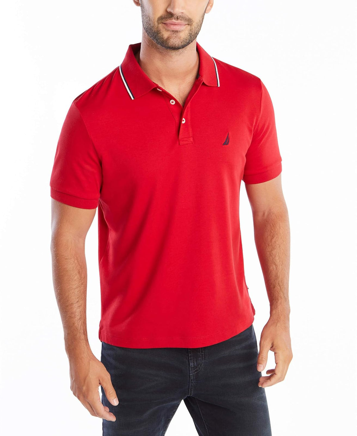 Nautica Polo de Manga Corta Ajuste Clásico para Hombre - Nautica Red - CH